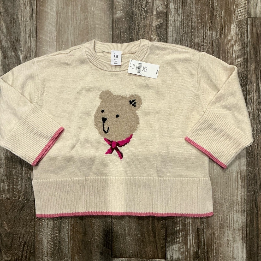 GAP Cream Sweater with Bear Motif Size 2T